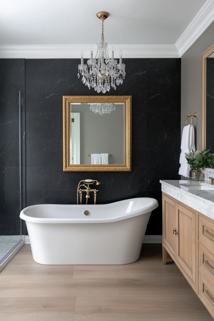 luxe moody bathroom