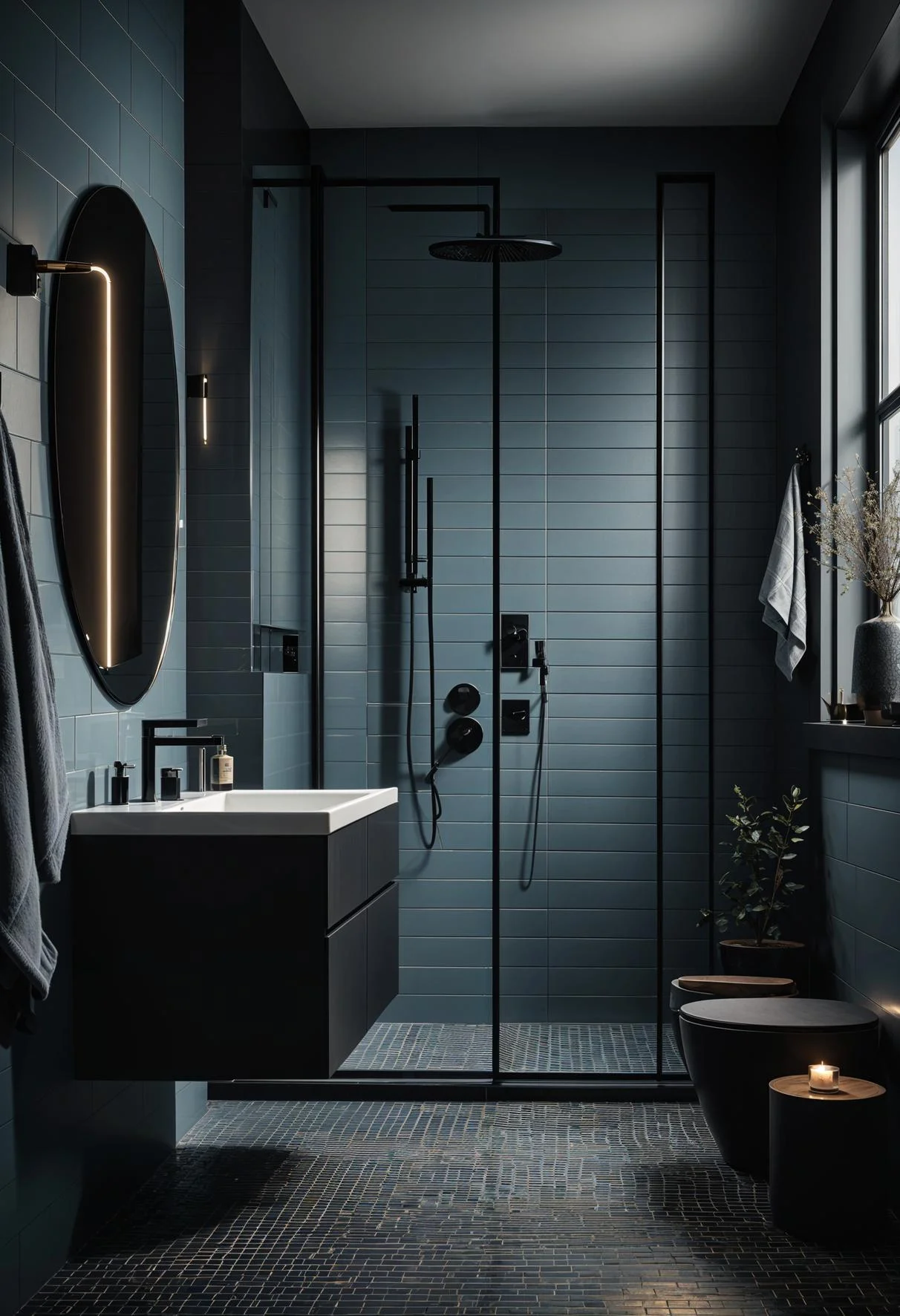 simple modern moody bathroom